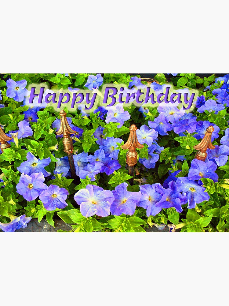 Purple Garden Happy Birthday Greeting Card For Sale By Donnagrayson Redbubble 