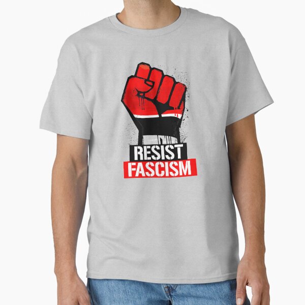 Vista previa del artículo con la obra «Resista el fascismo», diseñado y vendido por trumporium.