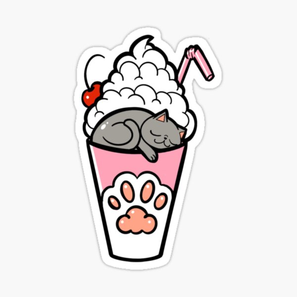 Item preview, Kitty Loves Junk Food - Meowshake designed and sold by CustomCatsArt.