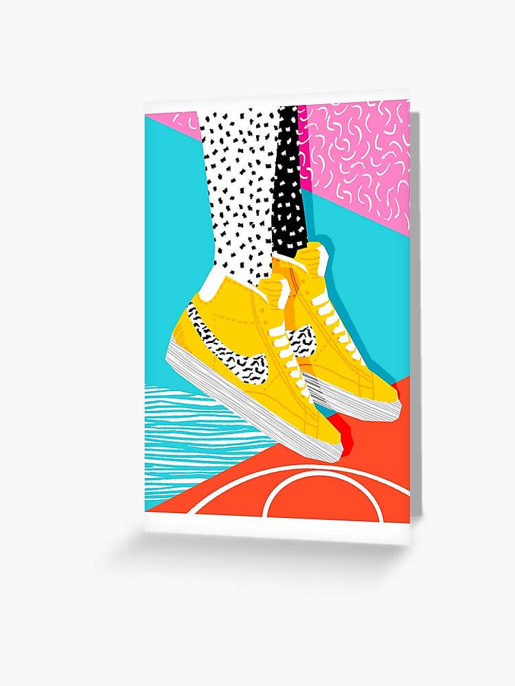 Kid You Not - Memphis Retro Schuhe Mode Rückfall 80er Jahre Stil Trends minimalistischen Kunst Neon" Grußkarte wackadesigns | Redbubble