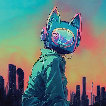 Futuristic anime CatBoy gifts for manga lovers Art Board Print