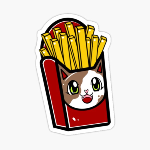 Item preview, Kitty Loves Junk Food - Fries designed and sold by CustomCatsArt.