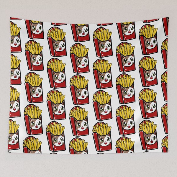 Item preview, Kitty Loves Junk Food - Fries designed and sold by CustomCatsArt.