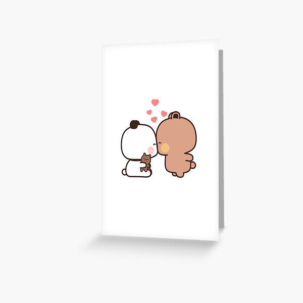 Bear panda making love lipkiss Greeting Card