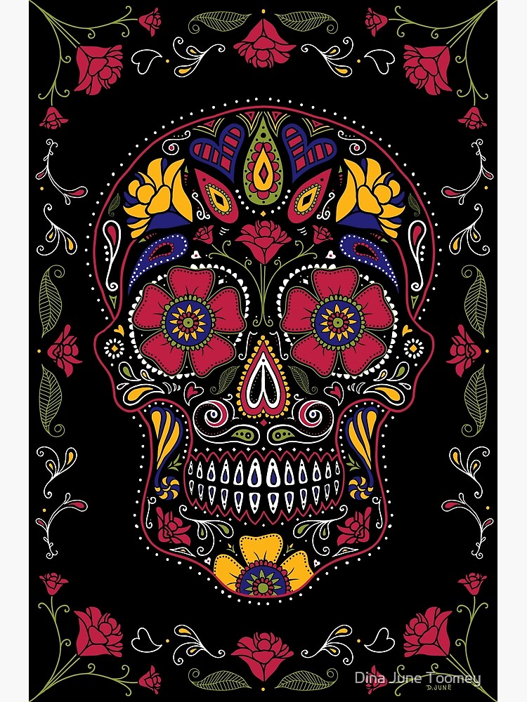 Day of the Dead Sugar Skull Dark Canvas Print for Sale by Dina