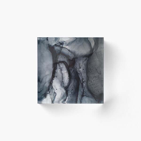 Smoke Diptych II - Alcohol Ink Painting Acrylic Block