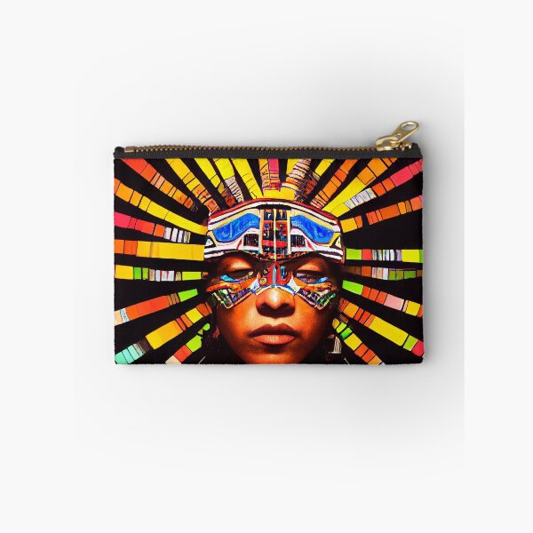 Item preview, AZTEC PORTRAIT ETNIC CYBERPUNK TECHNOLOGY POP INDIOS TRIBE colorful ornament rays designed and sold by DRK7DSGN.