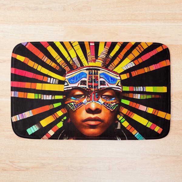 Item preview, AZTEC PORTRAIT ETNIC CYBERPUNK TECHNOLOGY POP INDIOS TRIBE colorful ornament rays designed and sold by DRK7DSGN.