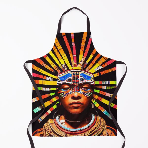 Item preview, AZTEC PORTRAIT ETNIC CYBERPUNK TECHNOLOGY POP INDIOS TRIBE colorful ornament rays designed and sold by DRK7DSGN.