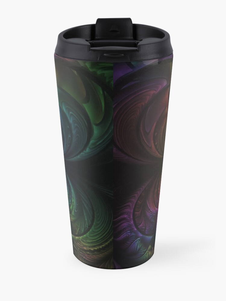 Alternate view of Anodized Rainbow Eyes and Metallic Fractal Flares Travel Mug