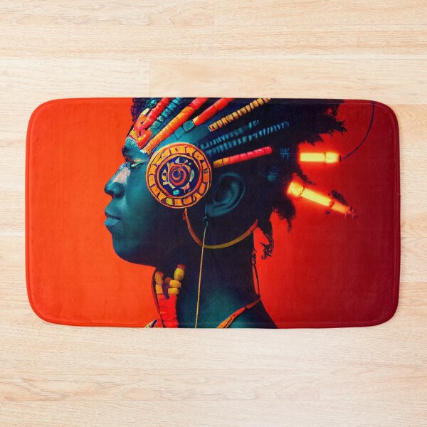 Item preview, AZTEC PORTRAIT ETNIC CYBERPUNK TECHNOLOGY POP INDIOS AFRICAN TRIBE colorful ornament designed and sold by DRK7DSGN.