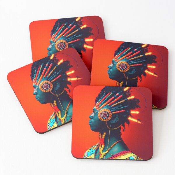 Item preview, AZTEC PORTRAIT ETNIC CYBERPUNK TECHNOLOGY POP INDIOS AFRICAN TRIBE colorful ornament designed and sold by DRK7DSGN.