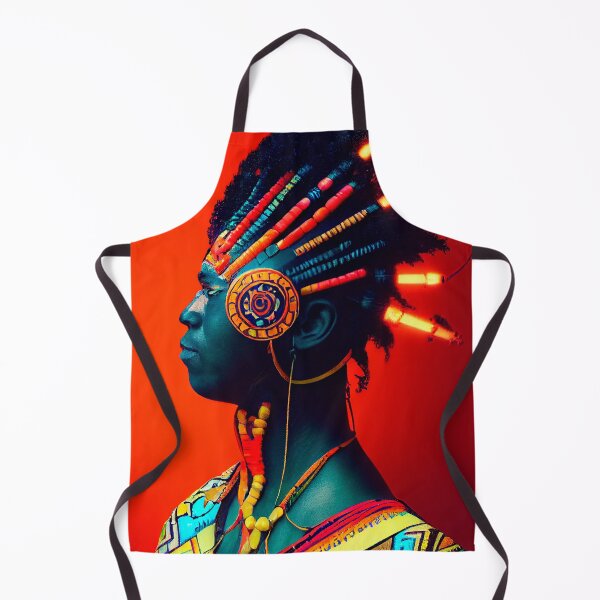 Item preview, AZTEC PORTRAIT ETNIC CYBERPUNK TECHNOLOGY POP INDIOS AFRICAN TRIBE colorful ornament designed and sold by DRK7DSGN.