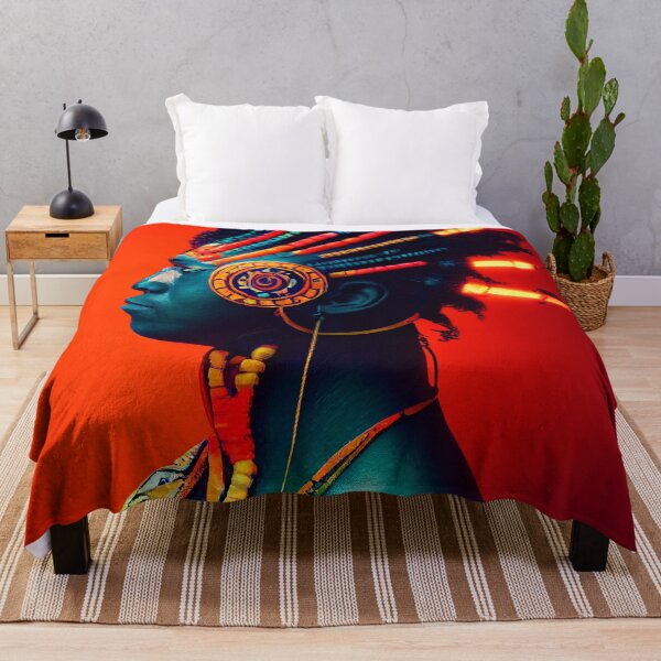 Item preview, AZTEC PORTRAIT ETNIC CYBERPUNK TECHNOLOGY POP INDIOS AFRICAN TRIBE colorful ornament designed and sold by DRK7DSGN.