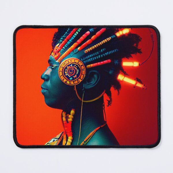 Item preview, AZTEC PORTRAIT ETNIC CYBERPUNK TECHNOLOGY POP INDIOS AFRICAN TRIBE colorful ornament designed and sold by DRK7DSGN.