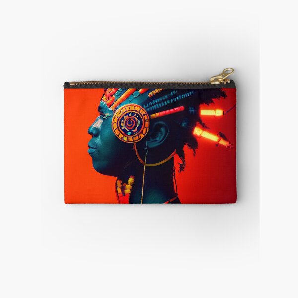 Item preview, AZTEC PORTRAIT ETNIC CYBERPUNK TECHNOLOGY POP INDIOS AFRICAN TRIBE colorful ornament designed and sold by DRK7DSGN.