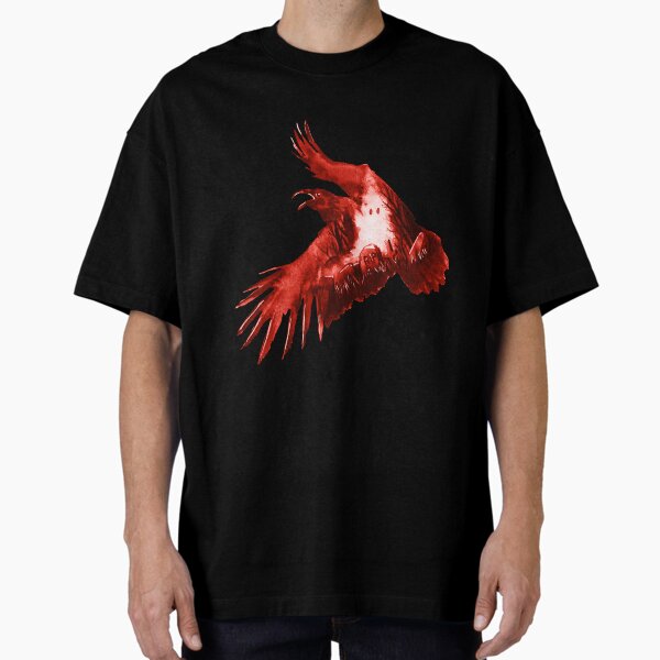 Spooky Raven Red Oversized T-Shirt