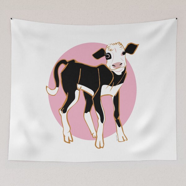Item preview, Black and White Calf in pink designed and sold by belettelepink.