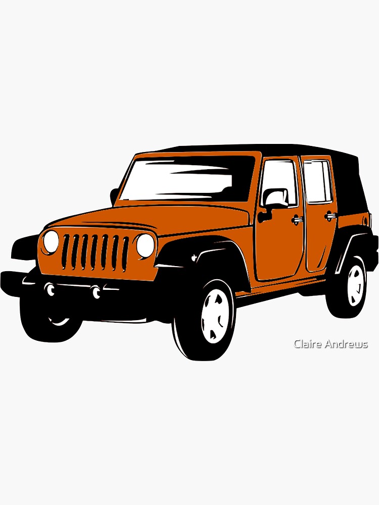  burnt orange jeep wrangler sticker sticker for sale by claireandrewss