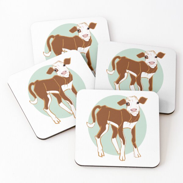 Item preview, Red and White Calf in turquoise designed and sold by belettelepink.