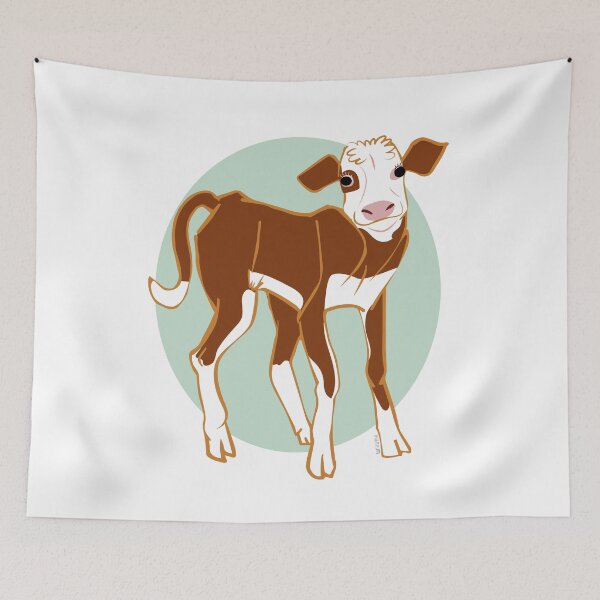 Item preview, Red and White Calf in turquoise designed and sold by belettelepink.