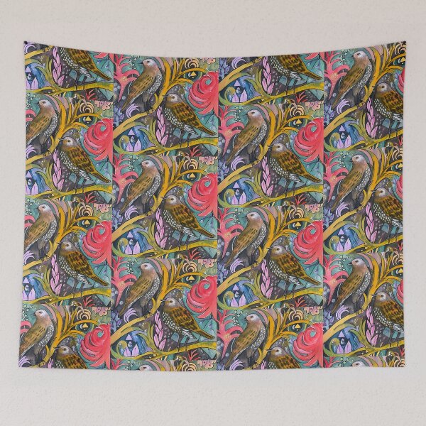 Item preview,  Sparrows in a fantasy garden  designed and sold by LynseysArtShop.