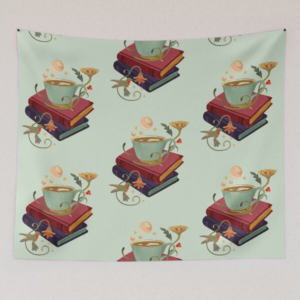 Item preview, flowery books and tea designed and sold by laiil.
