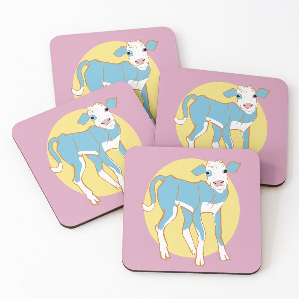 Item preview, Blue and White Calf in yellow designed and sold by belettelepink.