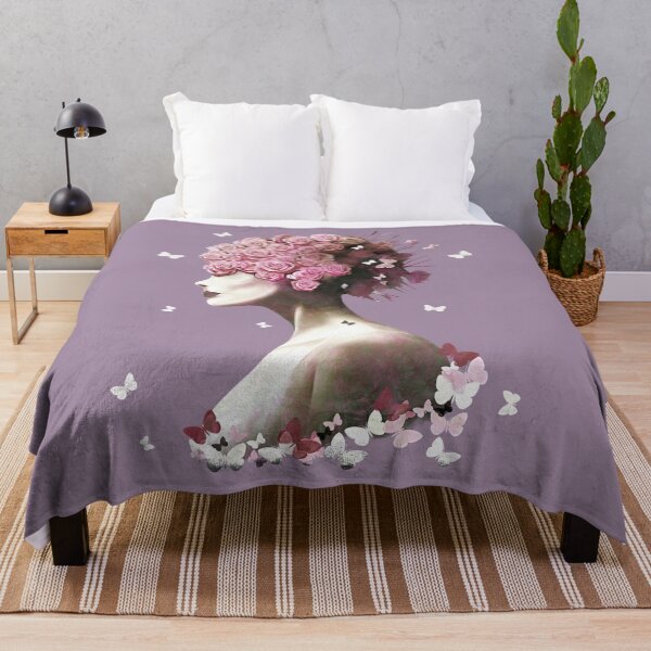 Item preview, Floral lady, cute girl and pink flowers, watercolor roses and butterflies, cute, anime, kawaii, seasonal designed and sold by Collagedream.