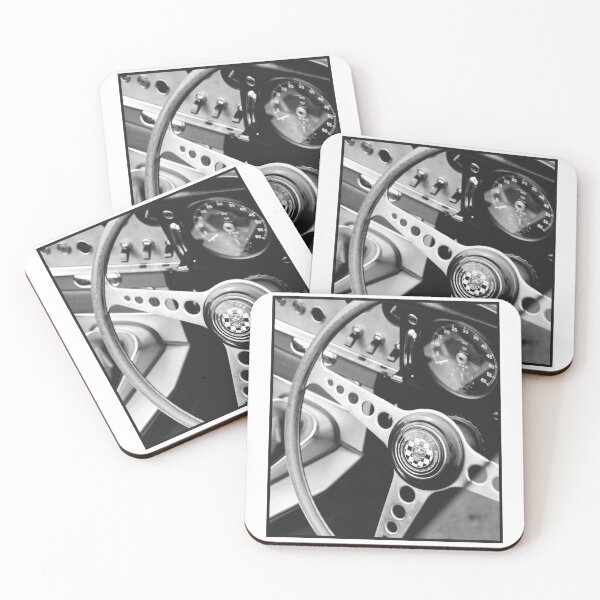 Item preview, Black and White E-Type Steering Wheel and Rev Clock Print designed and sold by AdamT1991.