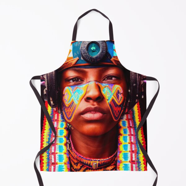 Item preview, AZTEC PORTRAIT ETNIC CYBERPUNK TECHNOLOGY POP INDIOS AFRICAN TRIBE colorful ornament painted face designed and sold by DRK7DSGN.