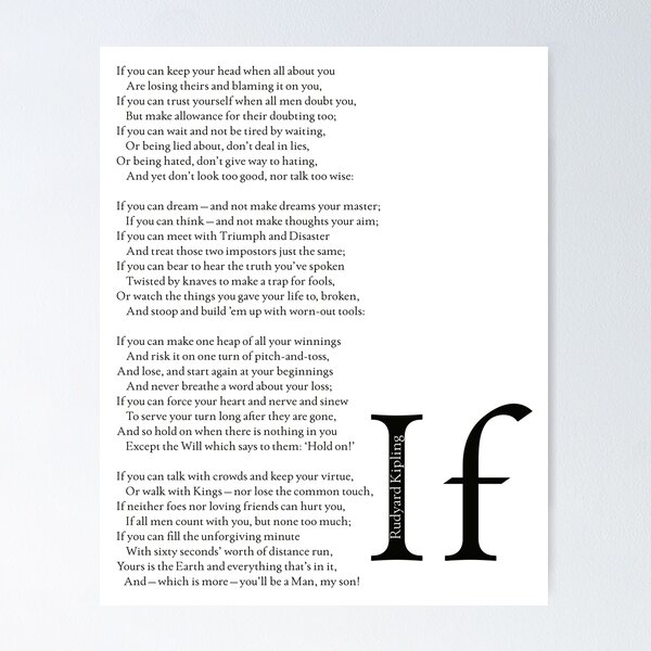 Artikel-Vorschau von „Wenn“ Rudyard Kipling inspirierendes Gedicht, designt und verkauft von knightsydesign.