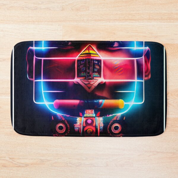 Item preview, AZTEC PORTRAIT ETNIC CYBERPUNK TECHNOLOGY POP INDIOS AFRICAN TRIBE colorful ornament neon lights grid designed and sold by DRK7DSGN.