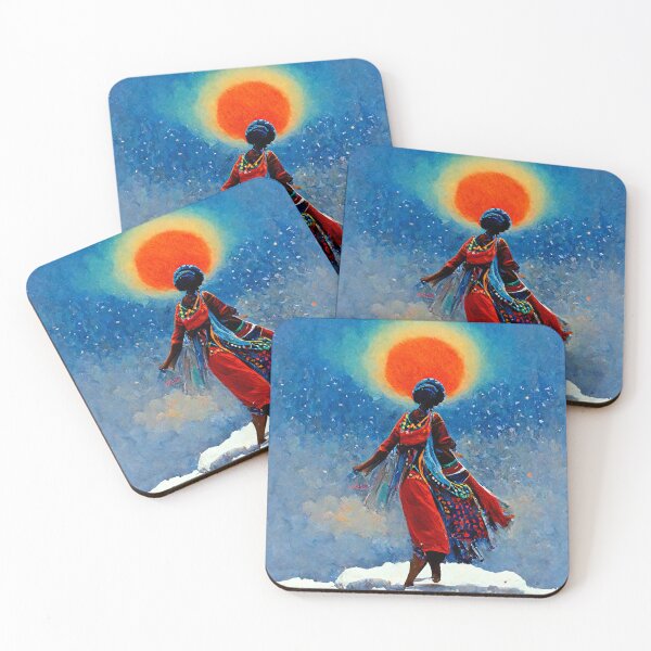 Item preview, African Woman from Fula Tribe Dancing in the Snow designed and sold by GambiJoop.