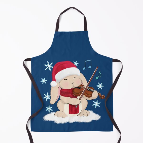 Item preview, Christmas Violin Player Bunny in Santa Hat and Scarf In Snow designed and sold by Jazznote.