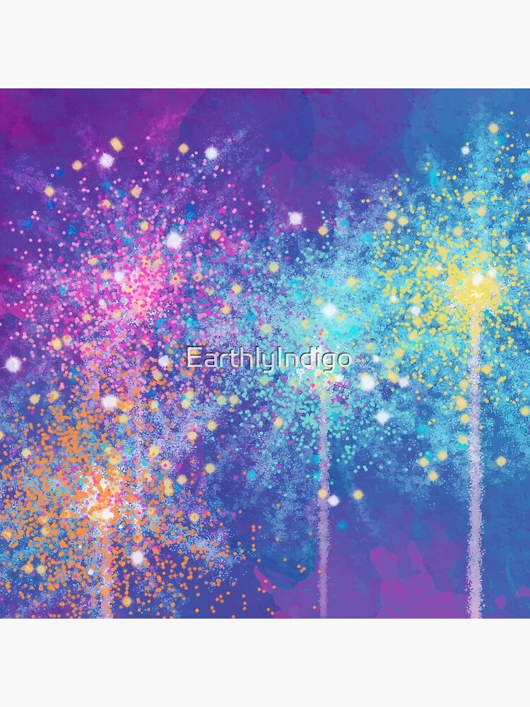 Disover Rainbow Fireworks Art, Splatter Firework Print, Rainbow Splatter Paint Premium Matte Vertical Poster