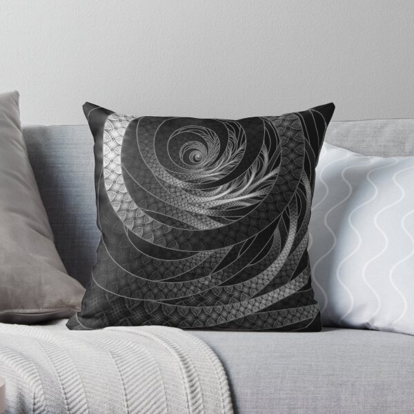Shining Silver Corded Fractal Bangles Throw Pillow