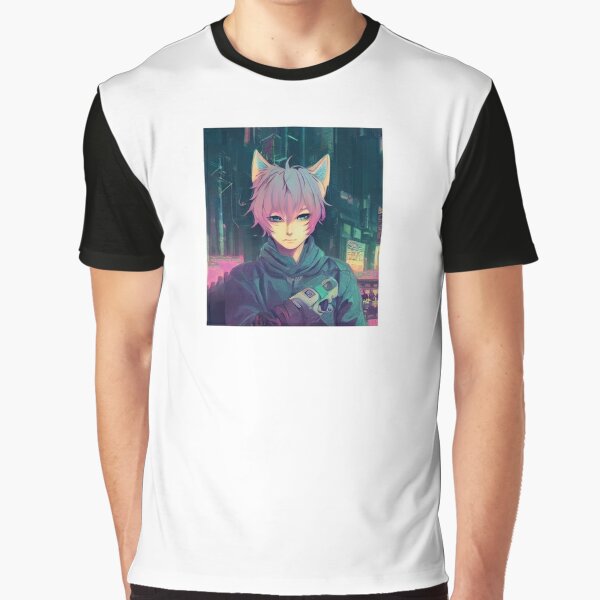 Futuristic anime CatBoy gifts for manga lovers Kids T-Shirt for