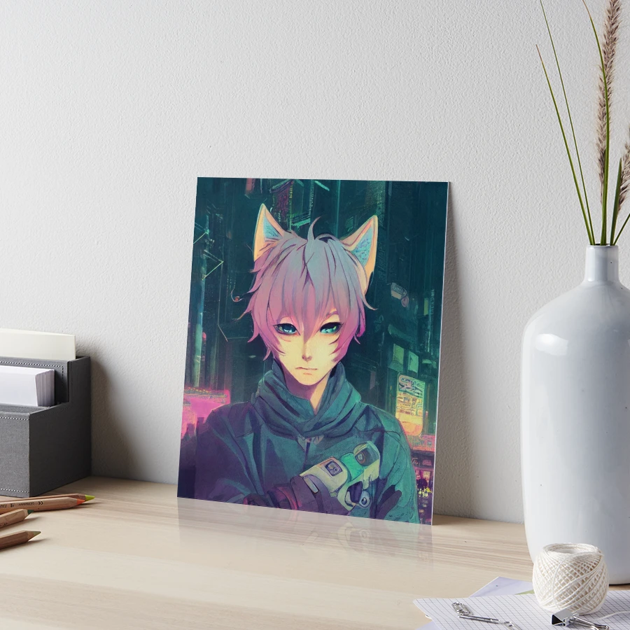 Futuristic anime CatBoy gifts for manga lovers | Sticker