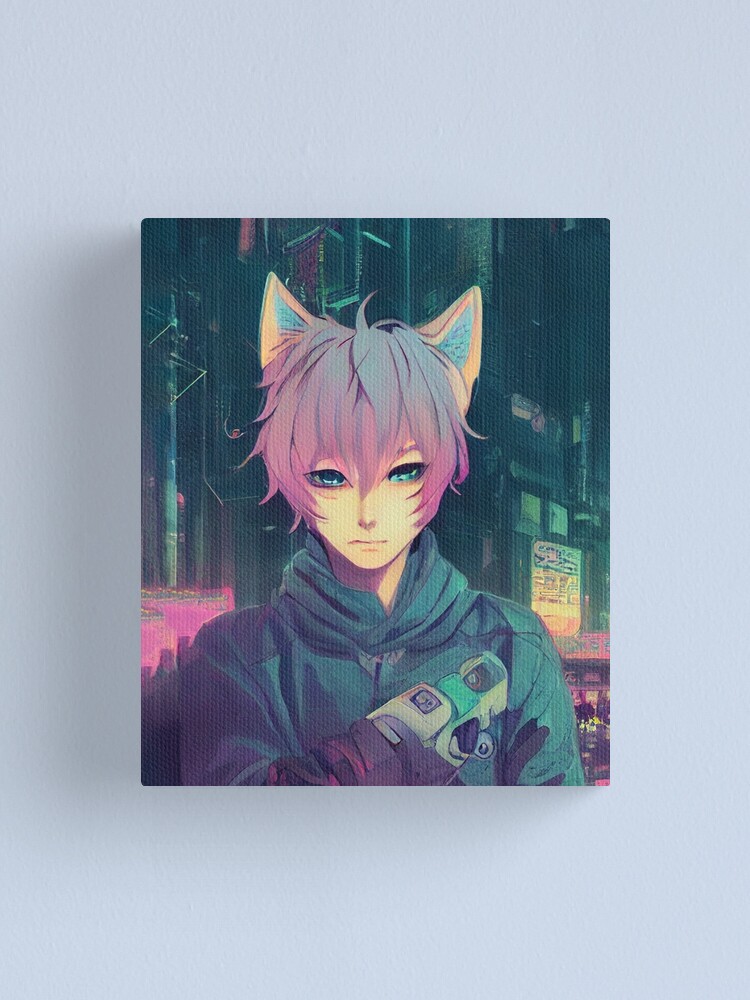 Futuristic anime CatBoy gifts for manga lovers Canvas Print for