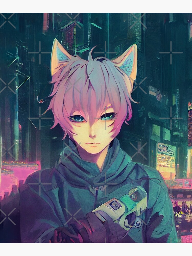 Futuristic anime CatBoy gifts for manga lovers Canvas Print for