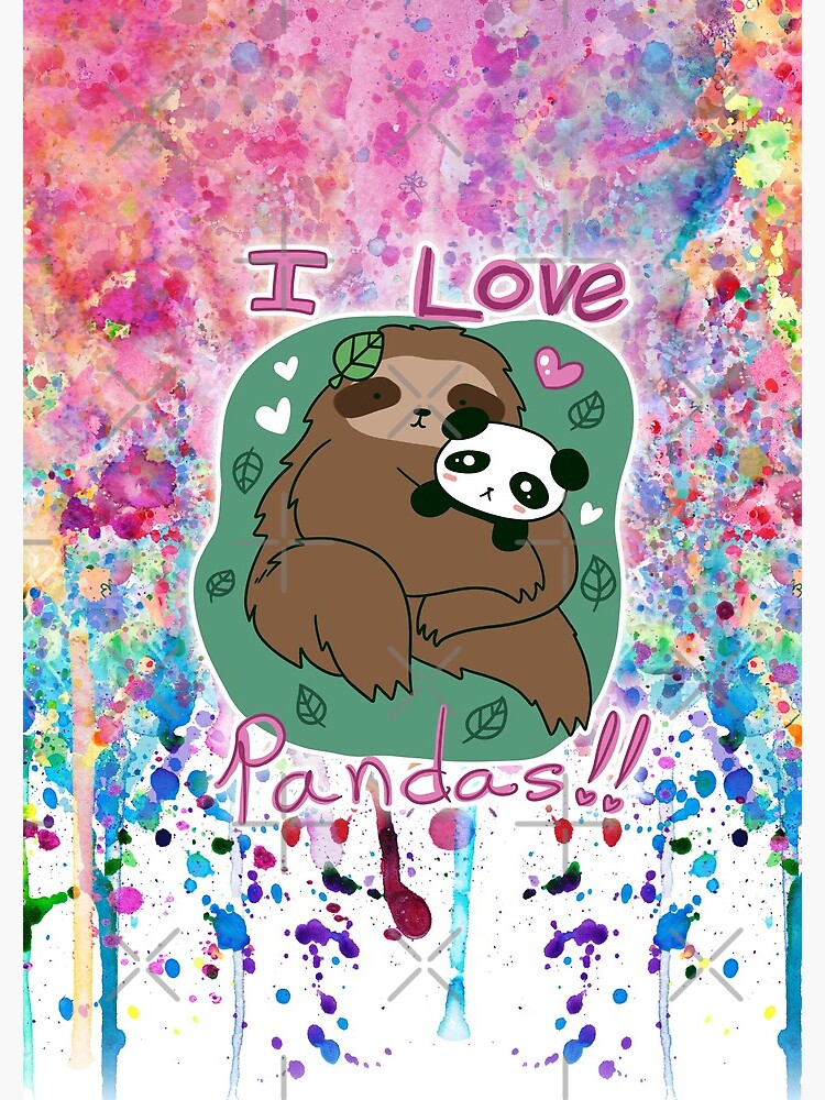 I Love Pandas Sloth Rainbow Paint Drip Spiral Notebook By