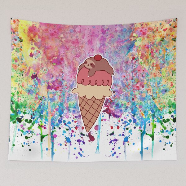Artikelvorschau, Icecream Cone Sloth Aquarell Farbe Tropfen entworfen und verkauft von SaradaBoru.