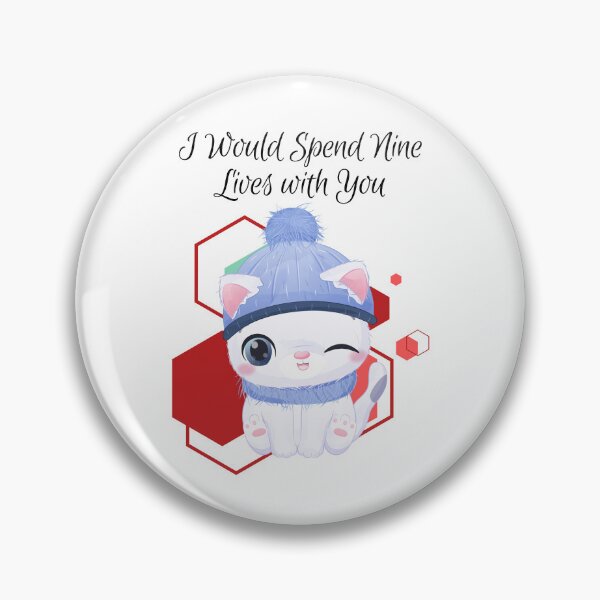 Item preview, I would spend Nine Lives with You - White calm cat cartoon with hat, and scarf - cat - red geometric background - cartoon aesthetic - Adorable designed and sold by Mechanical-Artt.