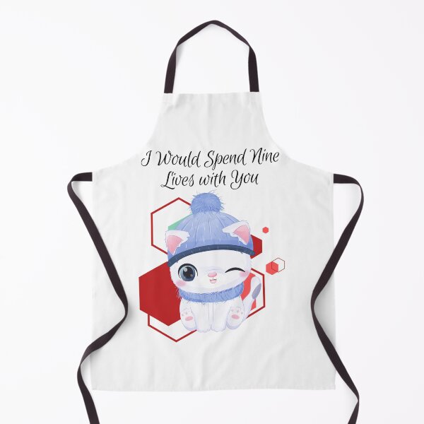 Item preview, I would spend Nine Lives with You - White calm cat cartoon with hat, and scarf - cat - red geometric background - cartoon aesthetic - Adorable designed and sold by Mechanical-Artt.