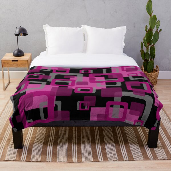 Aperçu de l'œuvre Motif carreaux graphiques - noir, gris, rose fuchsia créée et vendue par Graphic-Color.