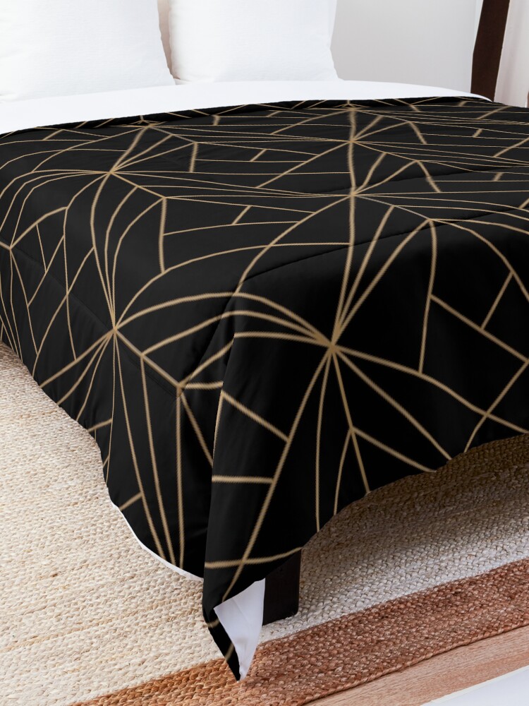 Thumbnail 5 of 6, Comforter, Black and Gold Geometric Pattern designed and sold by koovox.