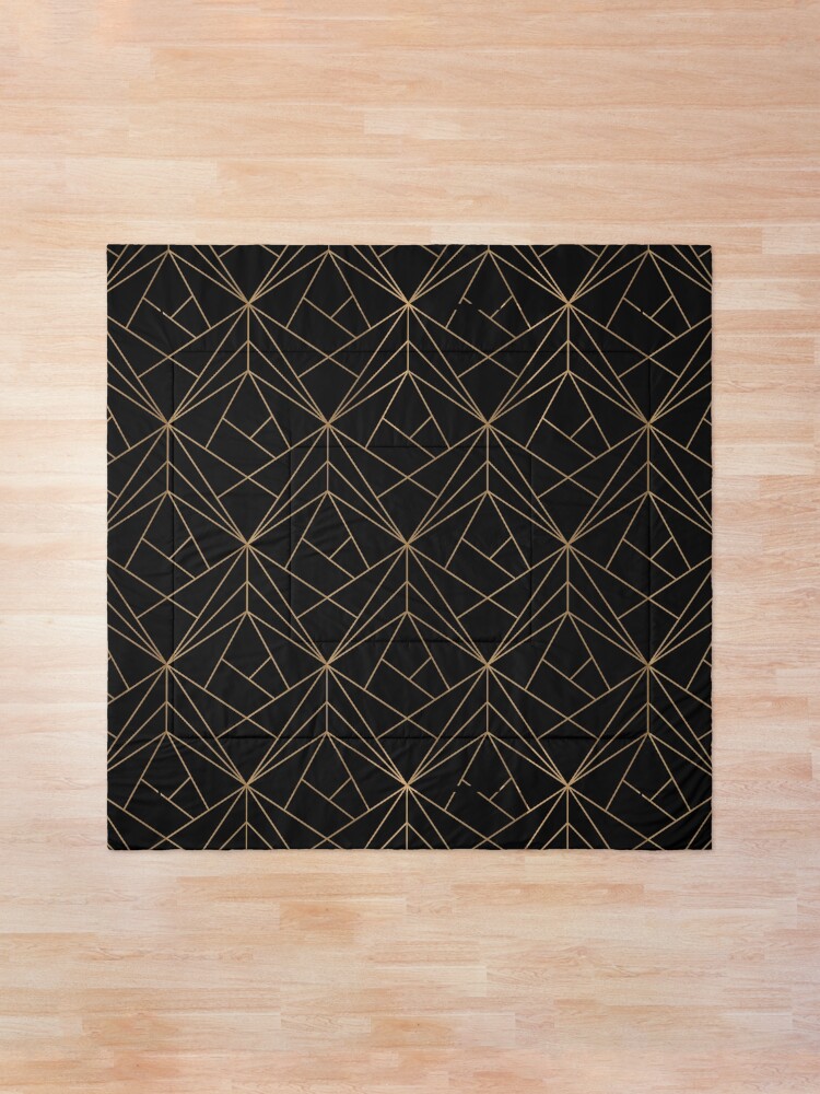 Thumbnail 1 of 6, Comforter, Black and Gold Geometric Pattern designed and sold by koovox.