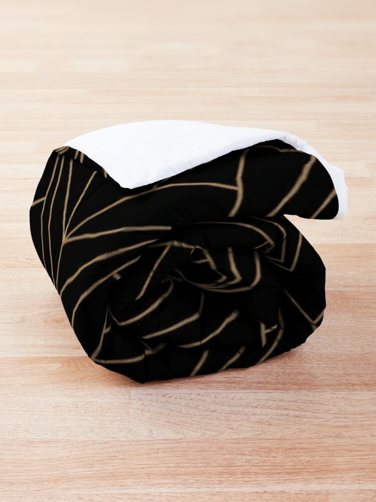 Comforter, Black and Gold Geometric Pattern  designed and sold by koovox