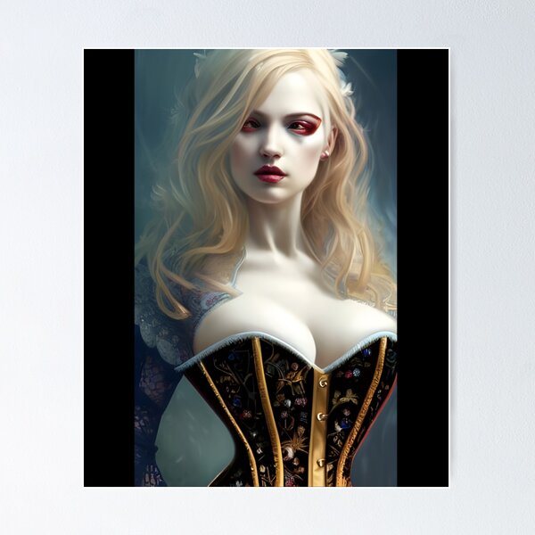 Sexy Blonde Vampire corset Dress Seductress Artwork Sticker for